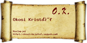 Okosi Kristóf névjegykártya